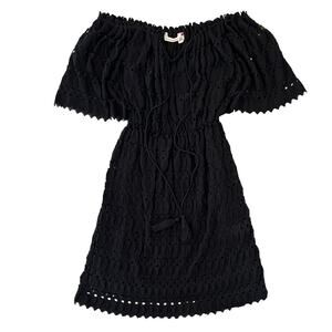 Chelsea & Violet Black Crochet Lace Knit Sweater Boho Dress - SIZE M
